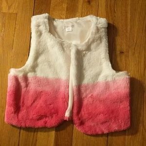 Xhilaration pink and white faux fur vest